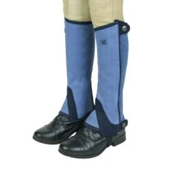 TuffRider Kids' Keeneland Synthetic Half Chaps - Lt Blue/Navy