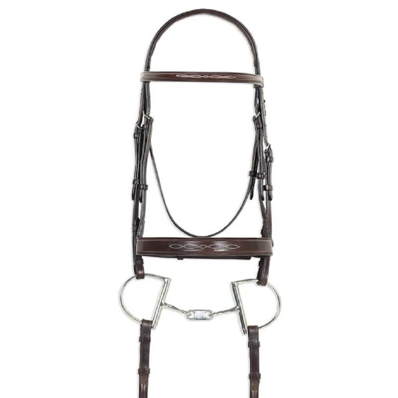 Pessoa PRO Fancy Stitched Wide Noseband Bridle - Dark Brown 2 Pessoa PRO Fancy Stitched Wide Noseband Bridle - Dark Brown - Image 2