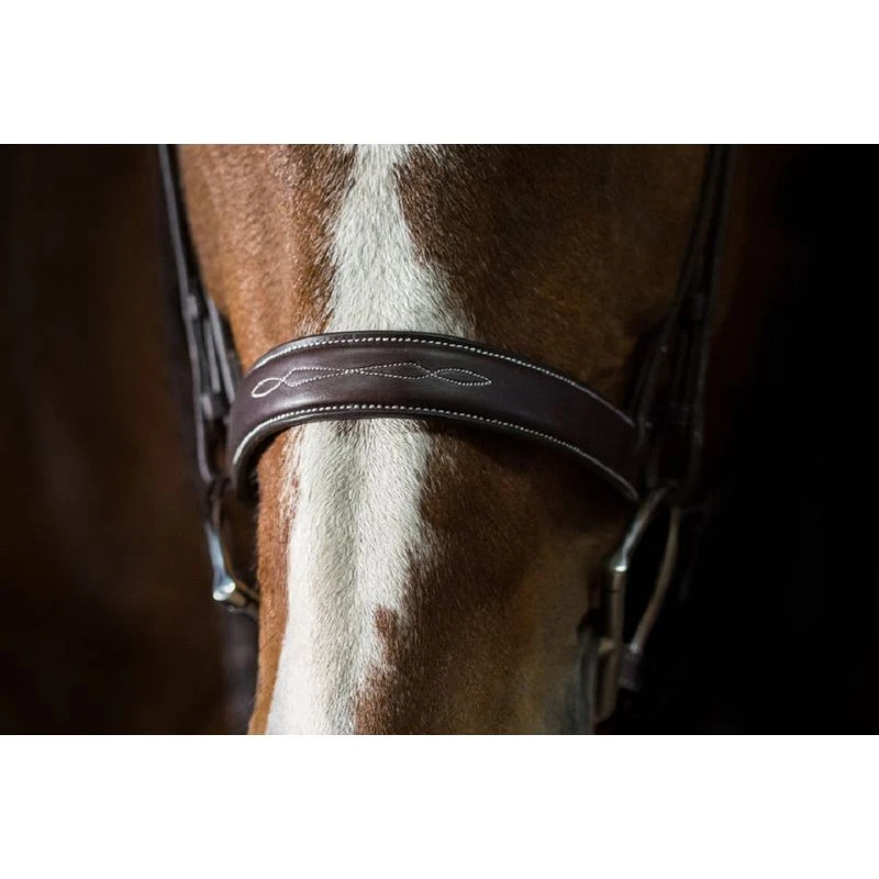 Pessoa PRO Fancy Stitched Wide Noseband Bridle - Dark Brown 3 Pessoa PRO Fancy Stitched Wide Noseband Bridle - Dark Brown - Image 3