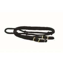 Western Rawhide 1" Braided Barrel Reins - Black