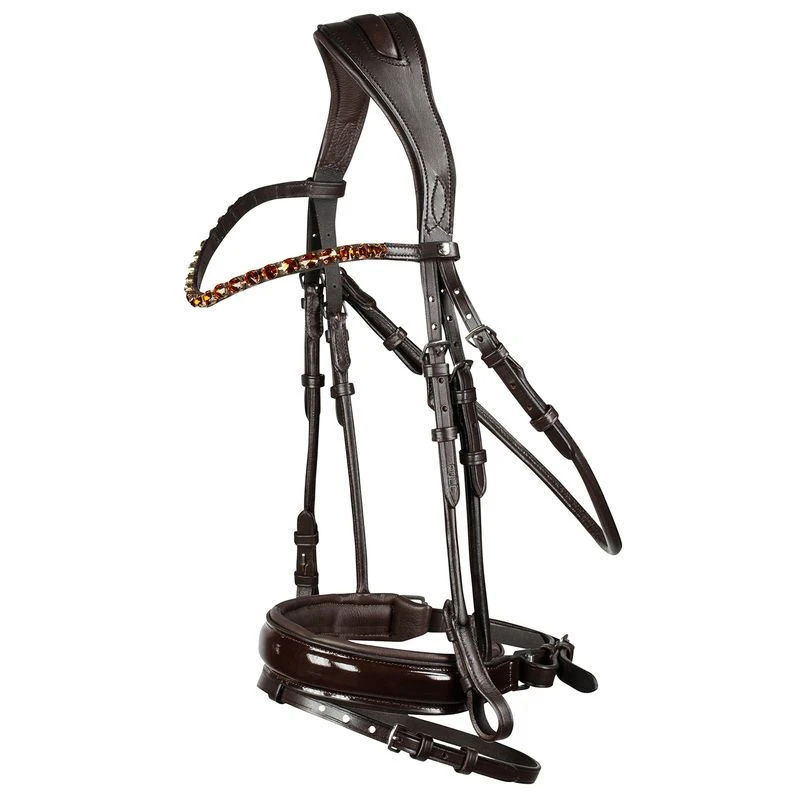Horze Clermont Ergonomic Crystal Bridle - Dark Brown 1 Horze Clermont Ergonomic Crystal Bridle - Dark Brown