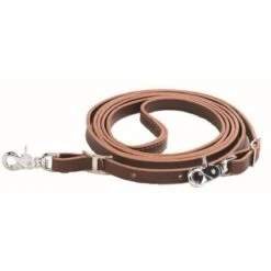 Western Rawhide 5/8" Roping Reins With Snap - Latigo Burgundy