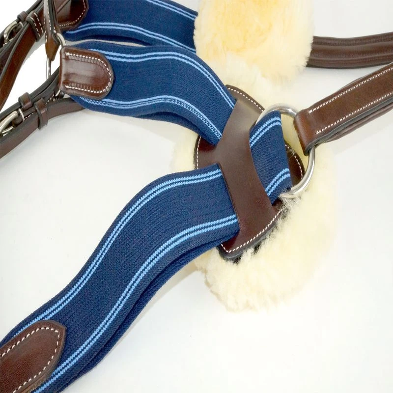 Nunn Finer 5-Way Breastplate With Blue Elastic - Havana/Zinc 1 Nunn Finer 5-Way Breastplate With Blue Elastic - Havana/Zinc