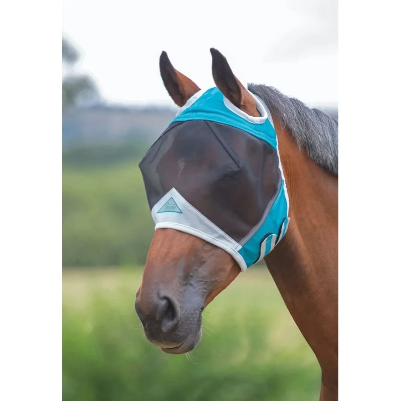 Shires Fine Mesh Fly Mask W/Ear Hole - Teal 1 Shires Fine Mesh Fly Mask W/Ear Hole - Teal