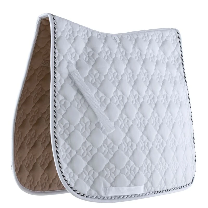 Roma Ecole Flower Diamond Quilt Dressage Saddle Pad - White/Black/Silver 1 Roma Ecole Flower Diamond Quilt Dressage Saddle Pad - White/Black/Silver