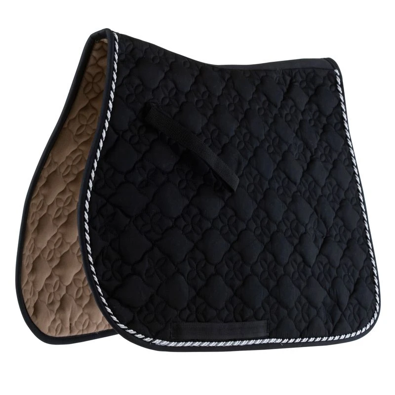 Roma Ecole Flower Diamond Quilt All Purpose Saddle Pad - Black/Silver 1 Roma Ecole Flower Diamond Quilt All Purpose Saddle Pad - Black/Silver