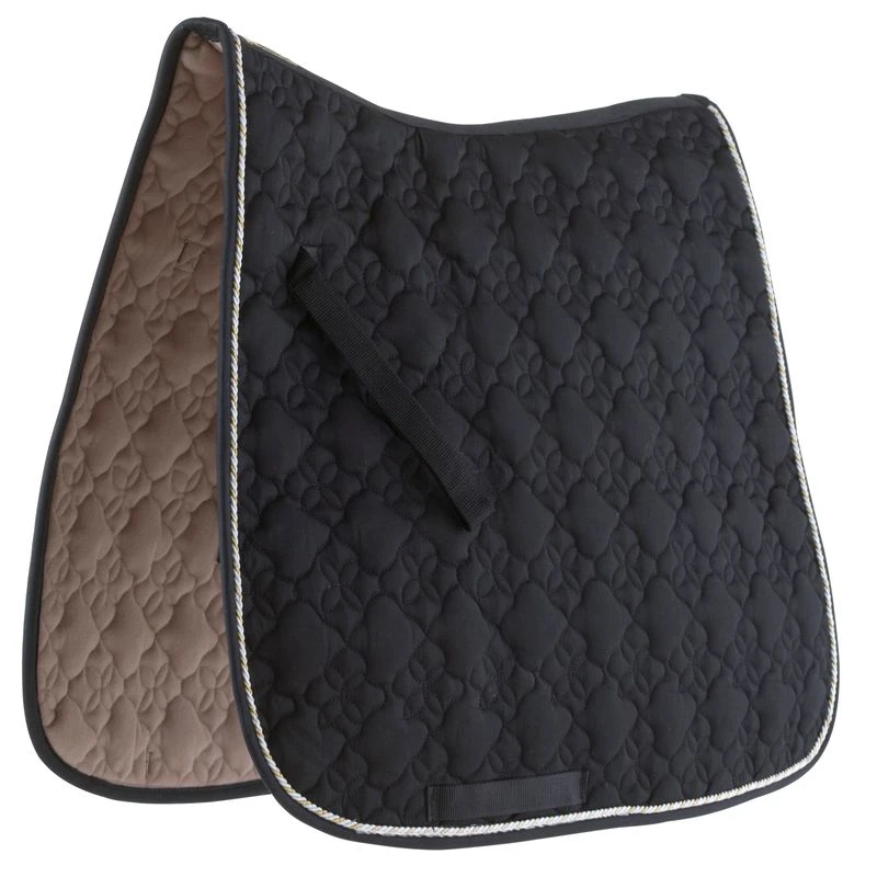 Roma Ecole Flower Diamond Quilt Dressage Saddle Pad - Black/White/Gold 1 Roma Ecole Flower Diamond Quilt Dressage Saddle Pad - Black/White/Gold