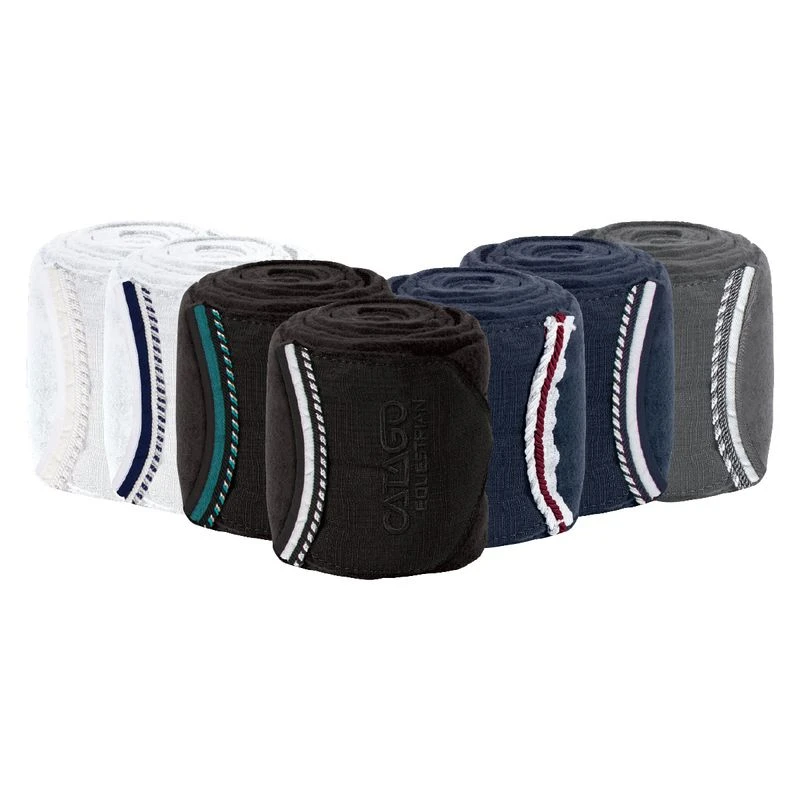 Catago Diamond Fleece Bandage Set - White/Navy 1 Catago Diamond Fleece Bandage Set - White/Navy