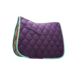 Roma Ecole Double Diamond Quilt Dressage Saddle Pad - Purple/Silver/Mint