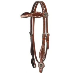 Western Rawhide Country Legend Buckstitch And Basket Browband Headstall - Chestnut