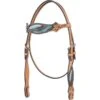Western Rawhide Country Legend Gator And Feathers Browband Headstall - Golden/Turquoise