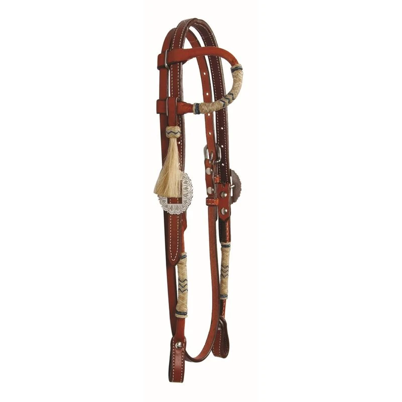 Western Rawhide Country Legend One Ear Double Ply Headstall With Braided Rawhide And Throat Strap - Chestnut 1 Western Rawhide Country Legend One Ear Double Ply Headstall With Braided Rawhide And Throat Strap - Chestnut