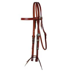 Western Rawhide Signature Hermann Oak Browband Headstall W/Berri Conchos - Tobbacco