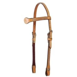 Western Rawhide Dee Butterfield Long Cheek Browband Headstall W/Dots - Golden Tan