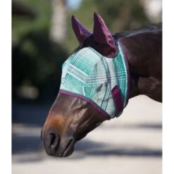 Kensington Signature Fly Mask W/Web Trim, Ears And Forelock Hole - Imperial Jade