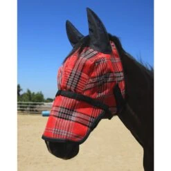 Kensington Signature Fly Mask W/Nose, Ears And Forelock Hole - Deluxe Red