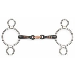 Shires Two Ring Gag W/Raised Ribs - Black Sweet Iron
