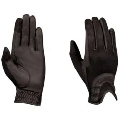 Dublin Pull On Glitter Mesh Back Riding Gloves - Black