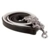 Perri's Padded Leather Lead W/Chain - Black/White/Stainless