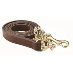 Perri's 1" Leather Lead W/Chain - Havana/Brass