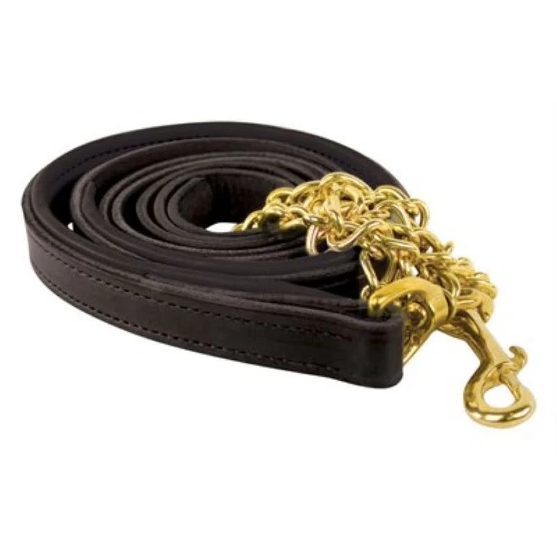 Perri's Padded Leather Lead W/Chain - Black/Black/Brass 1 Perri's Padded Leather Lead W/Chain - Black/Black/Brass