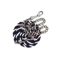 Perri's 1/2" Cotton MulitColor Lead W/Chain - Navy/Grey