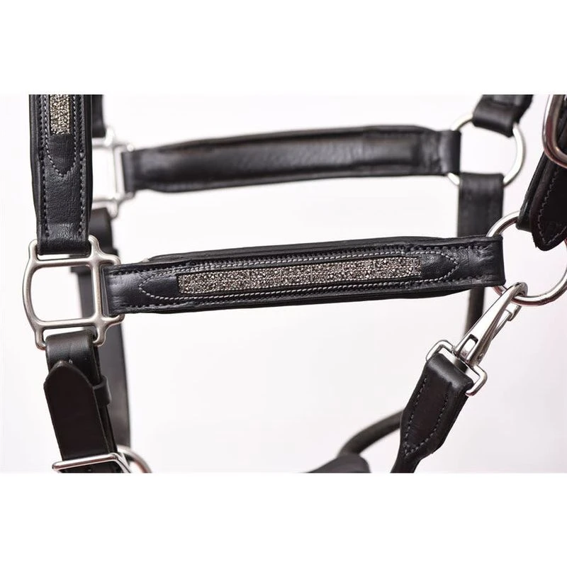 Perri's Silver Bling Padded Leather Halter - Black 2 Perri's Silver Bling Padded Leather Halter - Black - Image 2