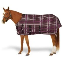 Pessoa Alpine 1200D Turnout Sheet W/Belly Cover - Carob Brown/Fuchsia Plaid