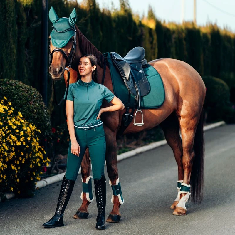 Horze Phoenix Ear Bonnet - Storm Green 2 Horze Phoenix Ear Bonnet - Storm Green - Image 2