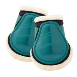 Horze Caliber Faux Fur Fetlock Boots - Storm Green