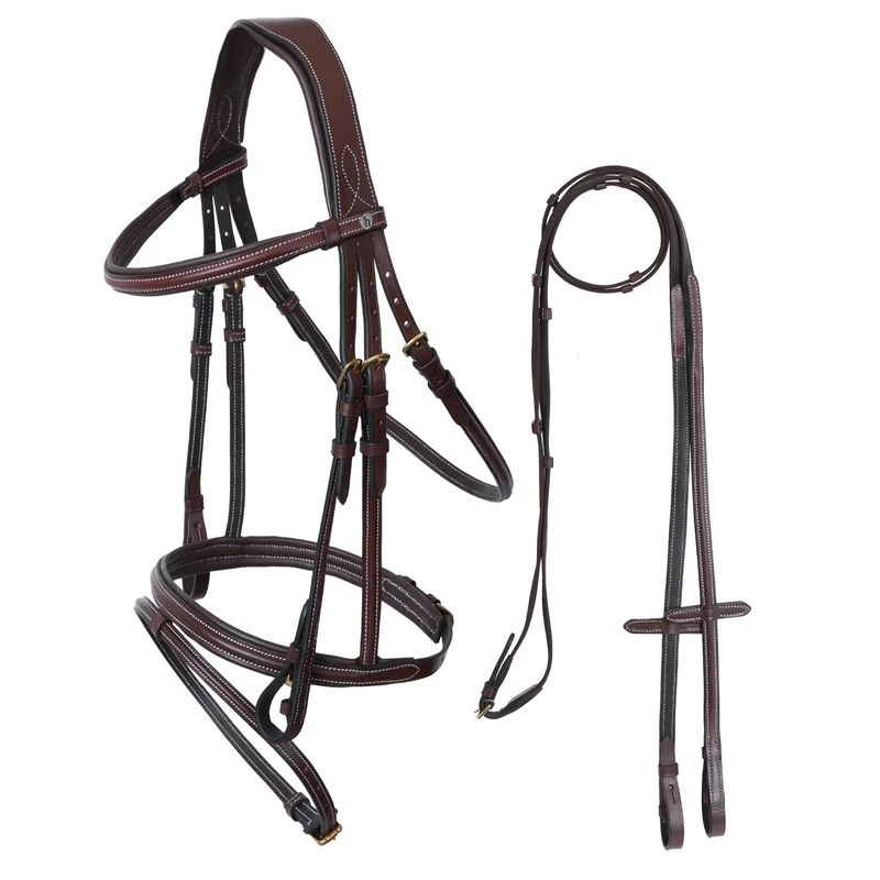 Horze Buxton Flash Bridle W/Reins - Brown 2 Horze Buxton Flash Bridle W/Reins - Brown - Image 2