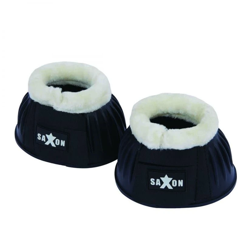 Roma Fleece Trim Rubber Bell Boots - Black/White 1 Roma Fleece Trim Rubber Bell Boots - Black/White