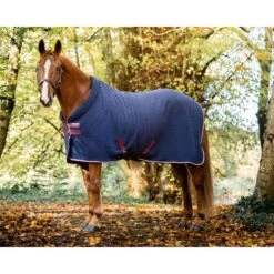 Horseware Embossed Cosy Neck Fleece - Navy HW Print/Burgundy/White