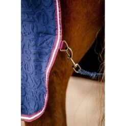 Horseware Embossed Cosy Neck Fleece - Navy HW Print/Burgundy/White -Tackof The Day Shop 556790 800 800