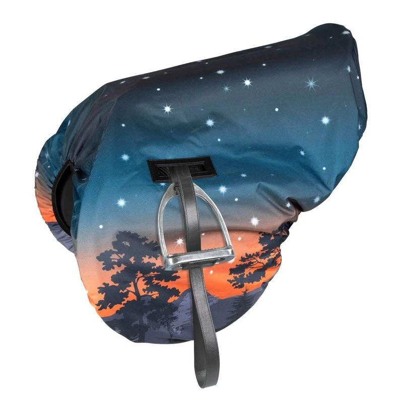 Shires Print Waterproof Ride On Saddle Cover - Winter Sunset 1 Shires Print Waterproof Ride On Saddle Cover - Winter Sunset