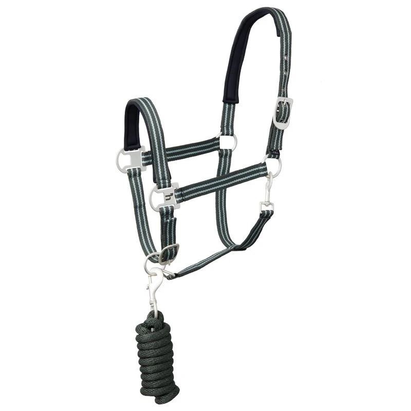 Horze Bari Neoprene Padded Halter & Lead Set - Climbing Ivy Green 1 Horze Bari Neoprene Padded Halter & Lead Set - Climbing Ivy Green