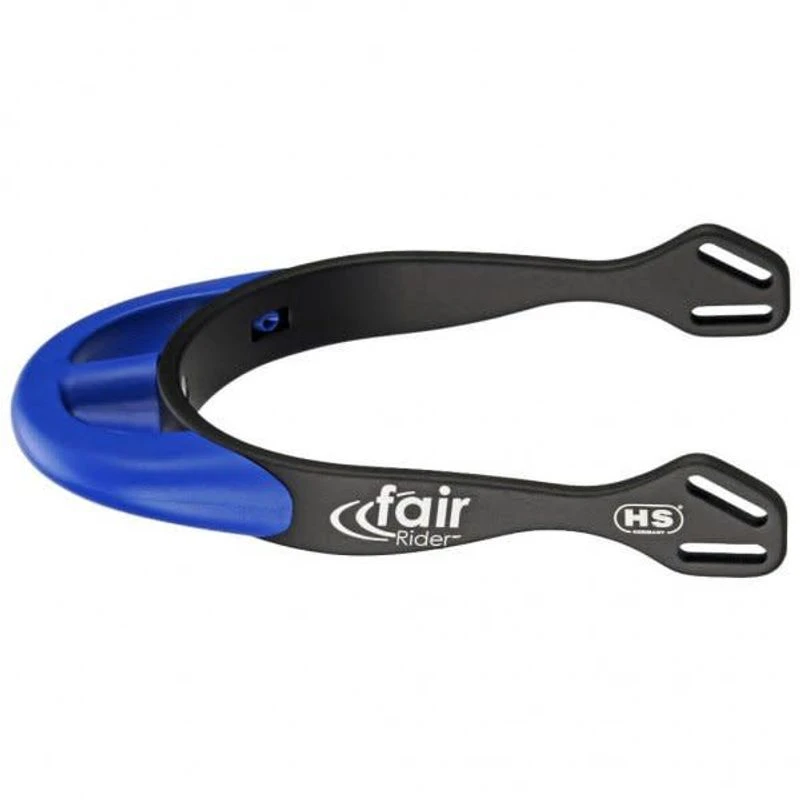 Herm Sprenger 25mm Rounded Neck Fairrider Spurs - Black Aluminum/Blue 1 Herm Sprenger 25mm Rounded Neck Fairrider Spurs - Black Aluminum/Blue