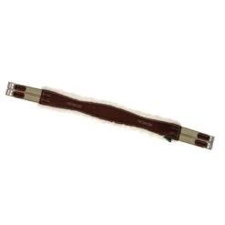 M. Toulouse Shaped Leather Girth W/Sheepskin Lining - Chocolate