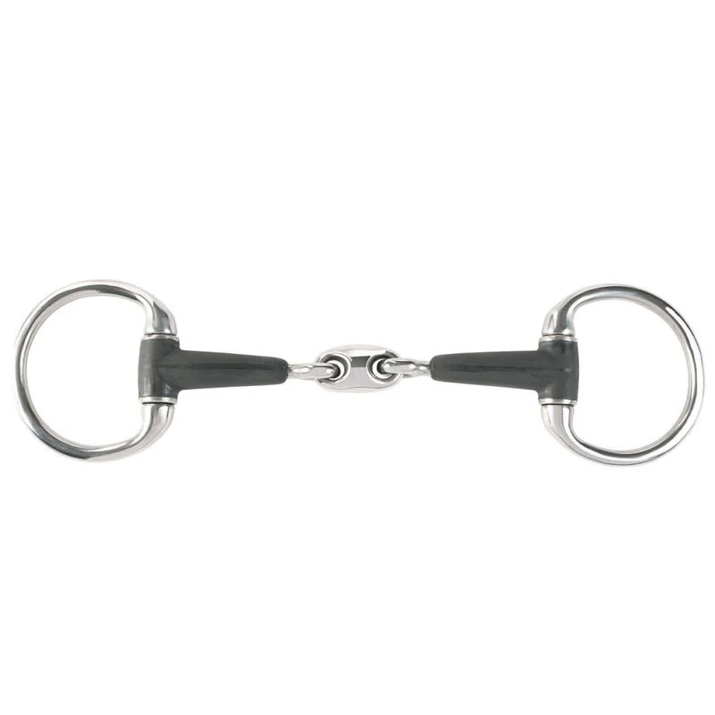 Horze Rubber Oval Link Eggbutt Snaffle Bit - Black 1 Horze Rubber Oval Link Eggbutt Snaffle Bit - Black