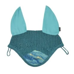 Weatherbeeta Prime Marble Ear Bonnet - Blue/Orange Swirl