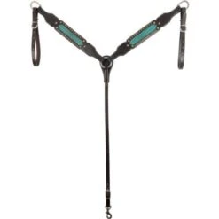 Western Rawhide Turquoise Gator Breastcollar - Dark Brown