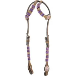Western Rawhide Pink/Crystal Ear Headstall - Golden