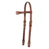 Western Rawhide Long Cheek Buckstitch Browband Headstall - Chestnut