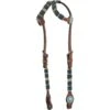 Western Rawhide Turquoise Beads Double Ear Headstall - Chestnut