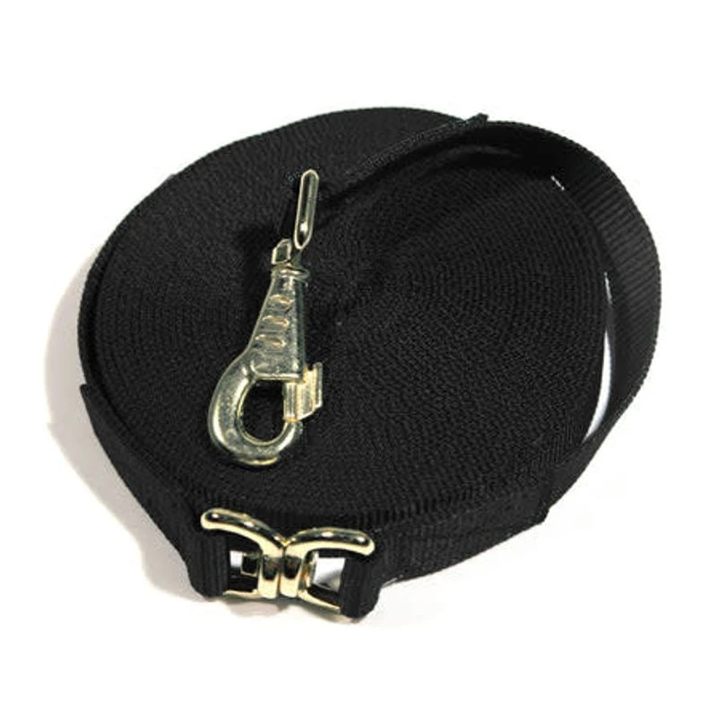Kensington 30ft Flat Nylon Lunge Line - Black W/Goldtone 1 Kensington 30ft Flat Nylon Lunge Line - Black W/Goldtone