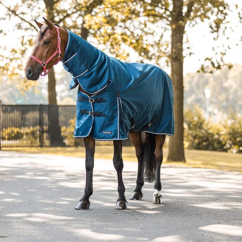 Horze Glasgow Medium Weight Combo Turnout Blanket 150g - Opal Blue 4 Horze Glasgow Medium Weight Combo Turnout Blanket 150g - Opal Blue - Image 4