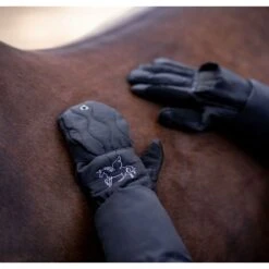 Horze Kids' Noa Fleece Lined 3 Finger Winter Gloves - Caviar