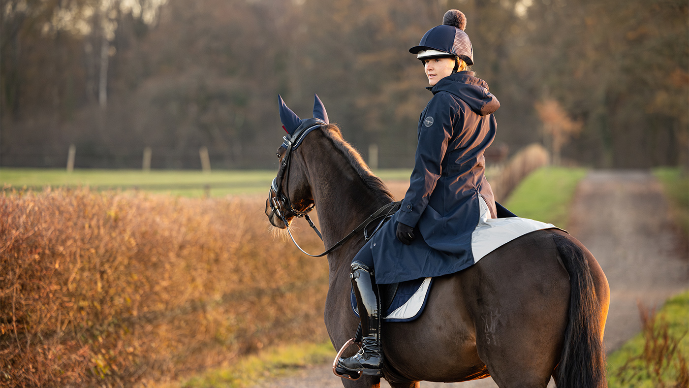 Tackof The Day Shop -Tackof The Day Shop LeMieux Amelie long waterproof riding coat lifestyle